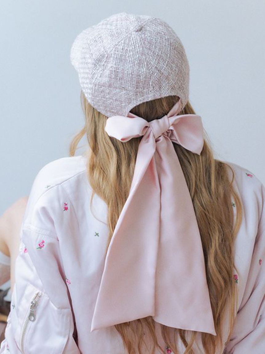 FURFUR「ツイード&times;サテンビッグリボンキャップ」|キャップ・キャスケット|