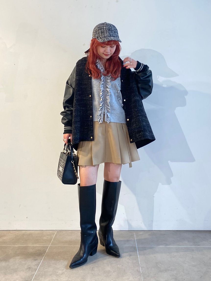 FURFUR「ツイード&times;サテンビッグリボンキャップ」|キャップ・キャスケット|