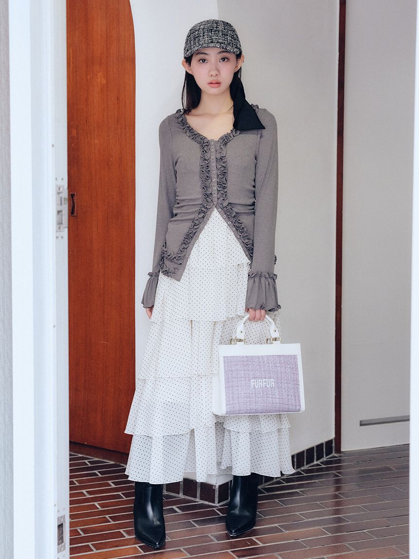 FURFUR「ツイード&times;サテンビッグリボンキャップ」|キャップ・キャスケット|