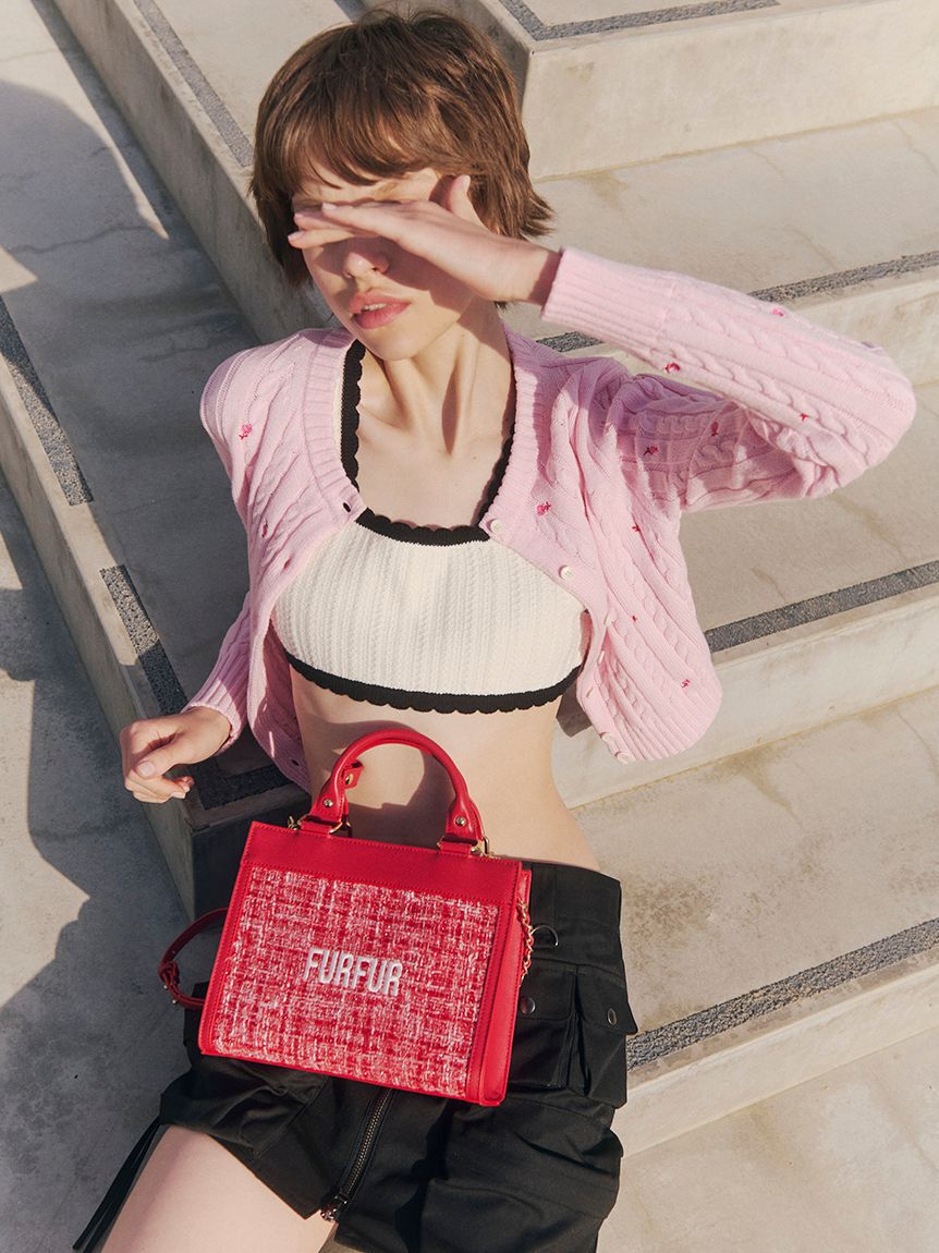 FURFUR「フラワー刺繍ケーブルカーディガン」|カーディガン|