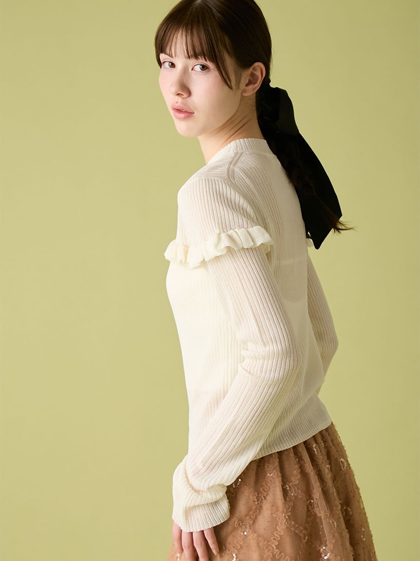 FURFUR「シアーフリルリブプルオーバー」|ニット・セーター|