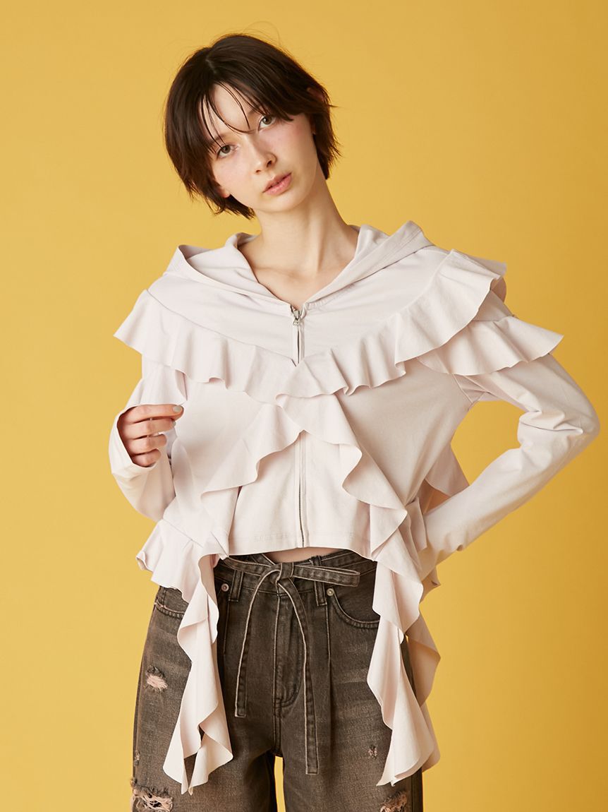 FURFUR「【UVカット】フリルパーカー/マシンウォッシャブル」|パーカー|