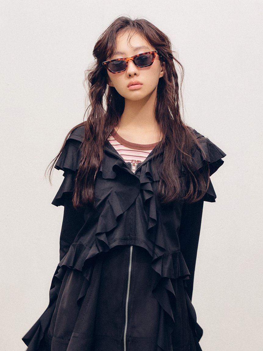 FURFUR「【UVカット】フリルパーカー/マシンウォッシャブル」|パーカー|BLK