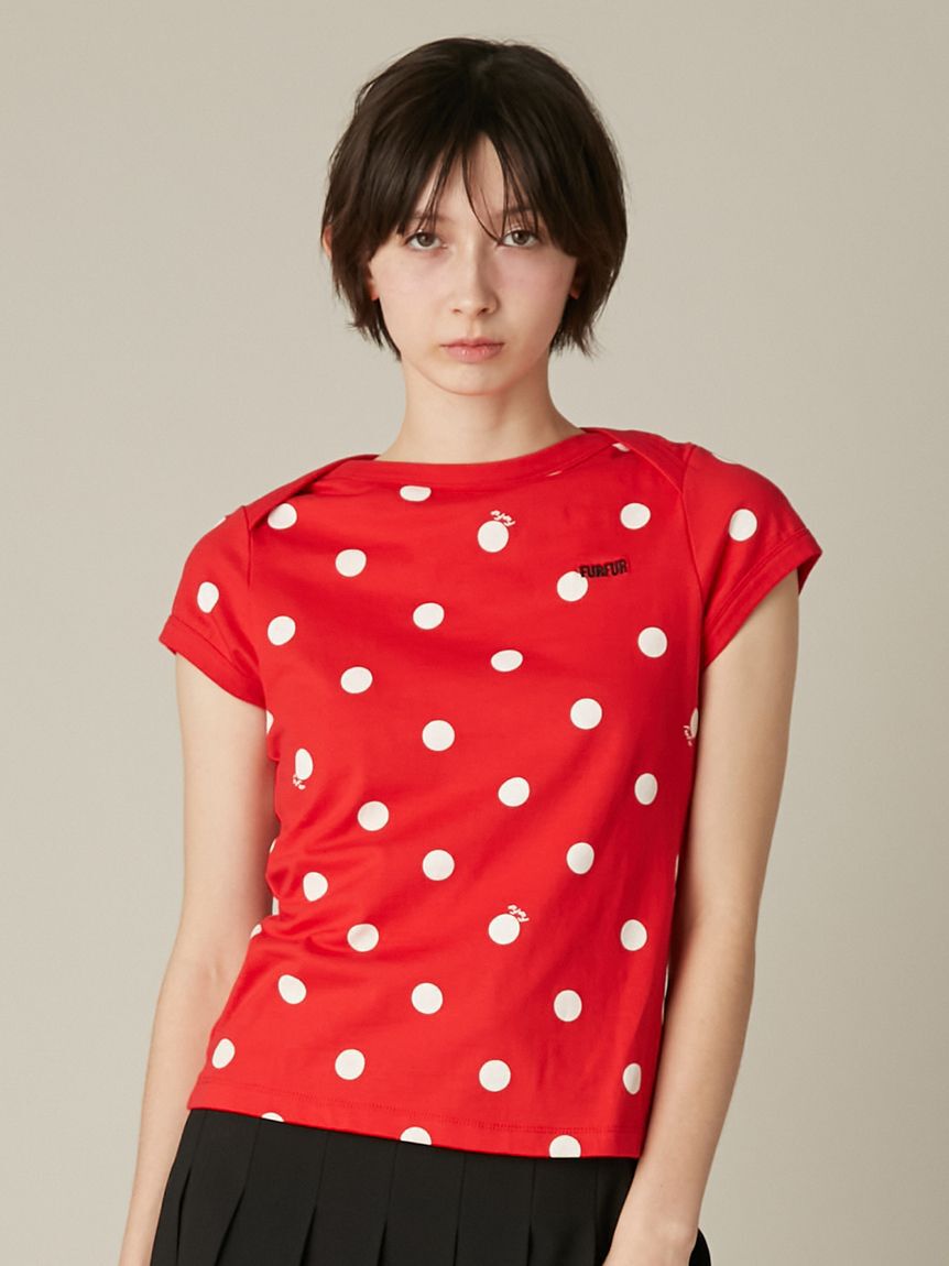 FURFUR「ポルカドットコンパクトTシャツ」|Tシャツ・カットソー|RED
