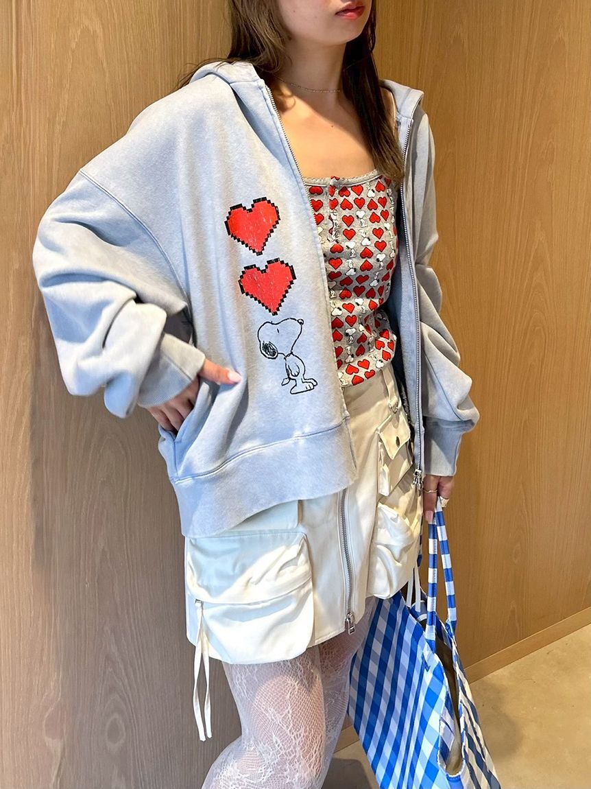 FURFUR「スヌーピーコラボルーズシルエットパーカー」|パーカー|