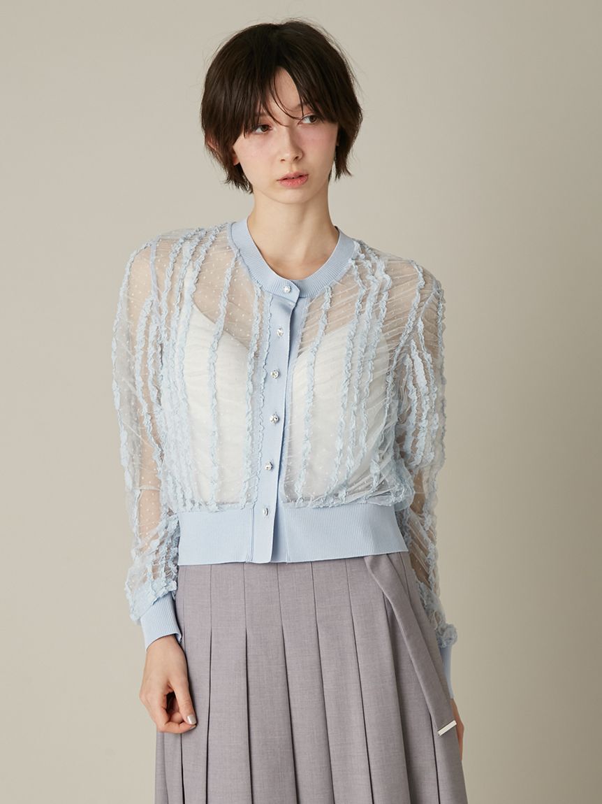 FURFUR「シャーリングチュールカーディガン」|カーディガン|