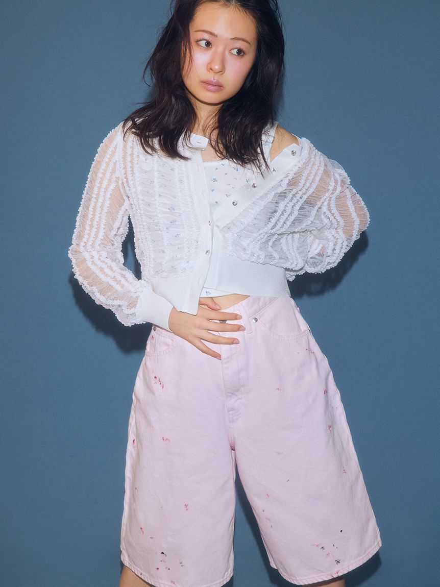 FURFUR「シャーリングチュールカーディガン」|カーディガン|