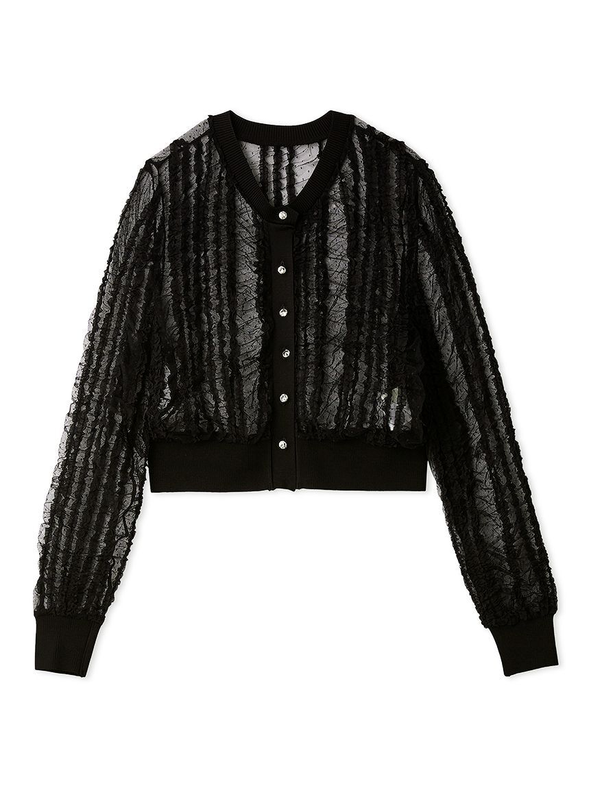 FURFUR「シャーリングチュールカーディガン」|カーディガン|BLK