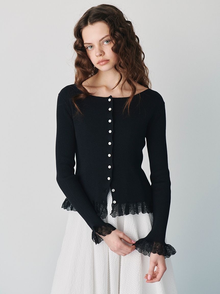 FURFUR「【UVカット】トリミングリブカーディガン【WEB限定カラー】」|カーディガン|BLK