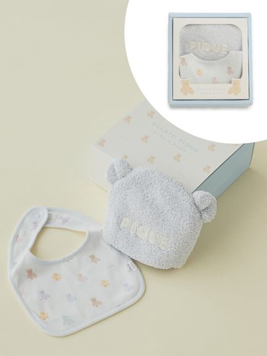 GELATO PIQUE KIDS & BABY「【ラッピング済み】【BABY】ベアニットキャップ&スタイ2点セット ギフトBOX」|その他ベビー用品|