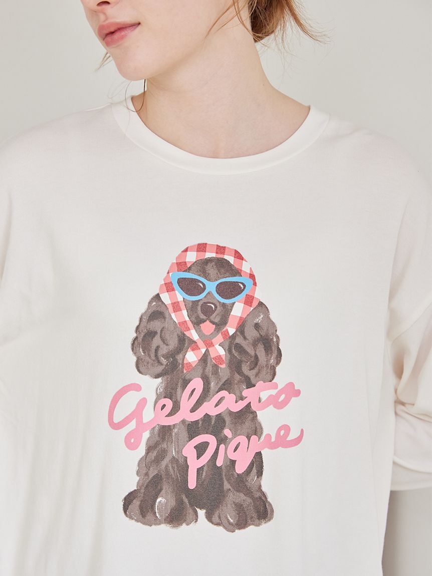 gelato pique「スカーフDOGワンポイントロンT」|ルームウェア|