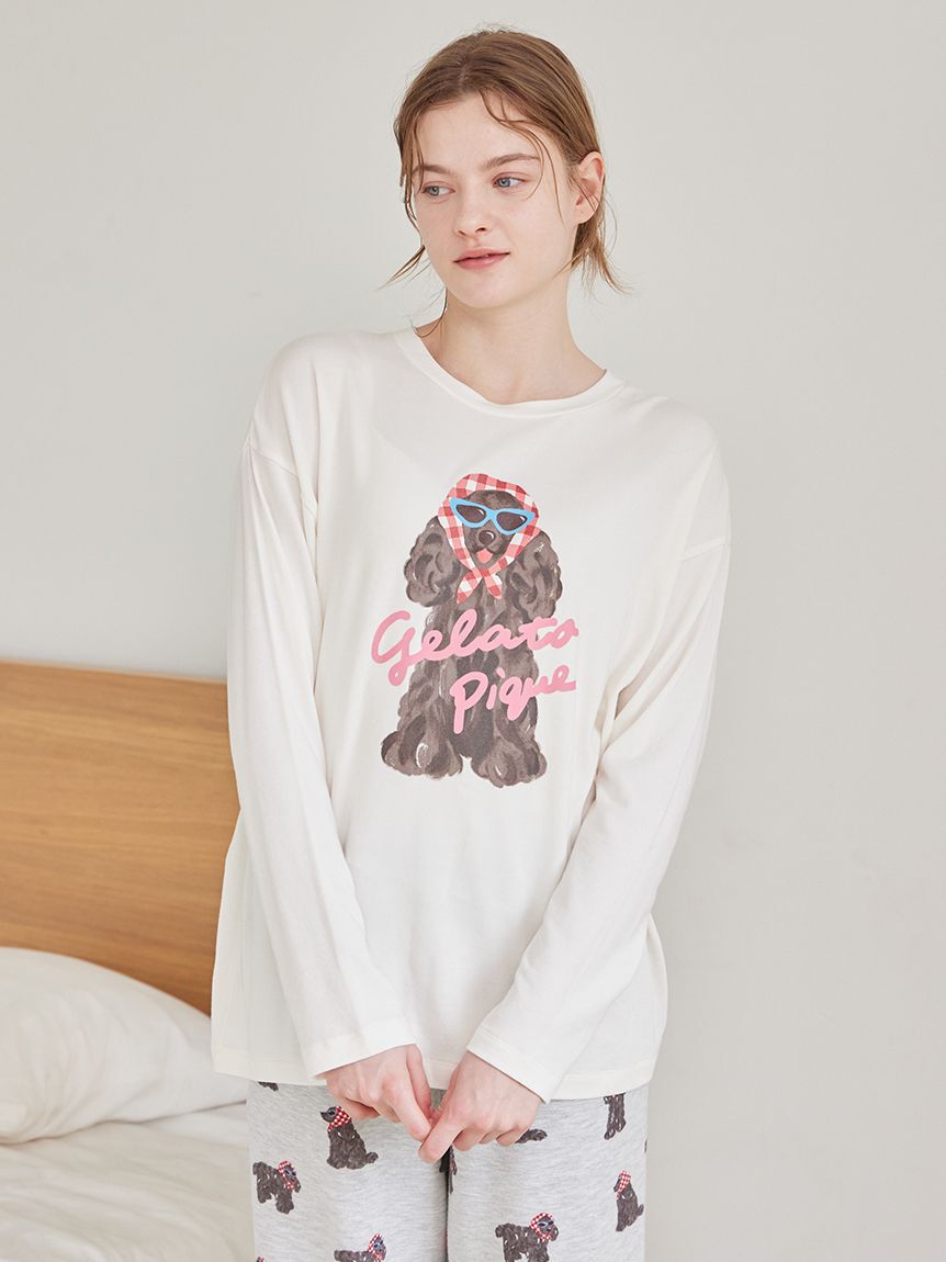 gelato pique「スカーフDOGワンポイントロンT」|ルームウェア|
