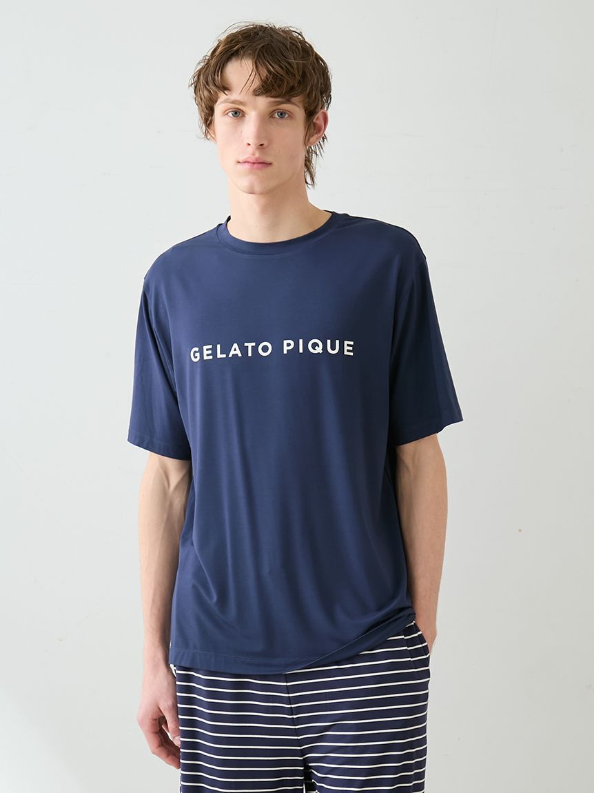 GELATO PIQUE HOMME「【HOMME】レーヨンロゴTシャツ&ボーダーハーフパンツセット」|ルームウェア|