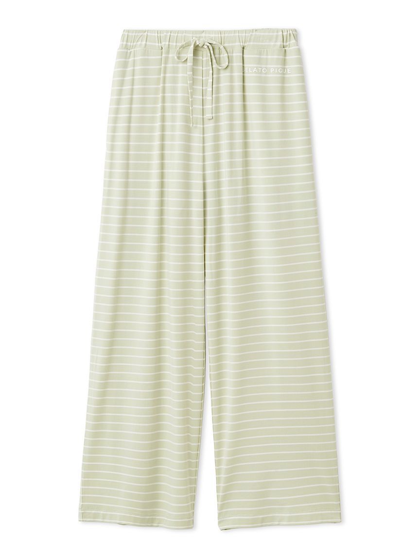 gelato pique「レーヨンロゴTシャツ&ボーダーロングパンツセット」|ルームウェア|