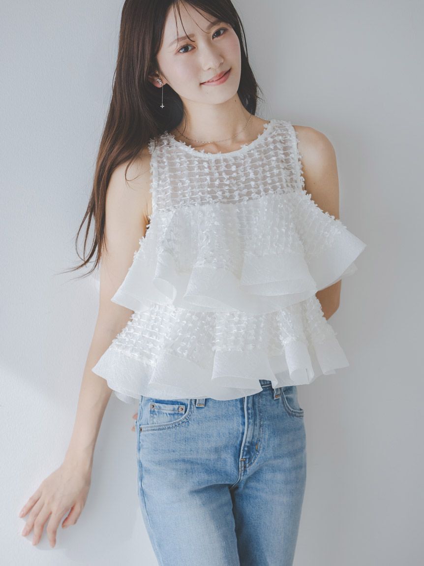 SNIDEL「ラッフルジャガードボリュームブラウス」|シャツ・ブラウス|