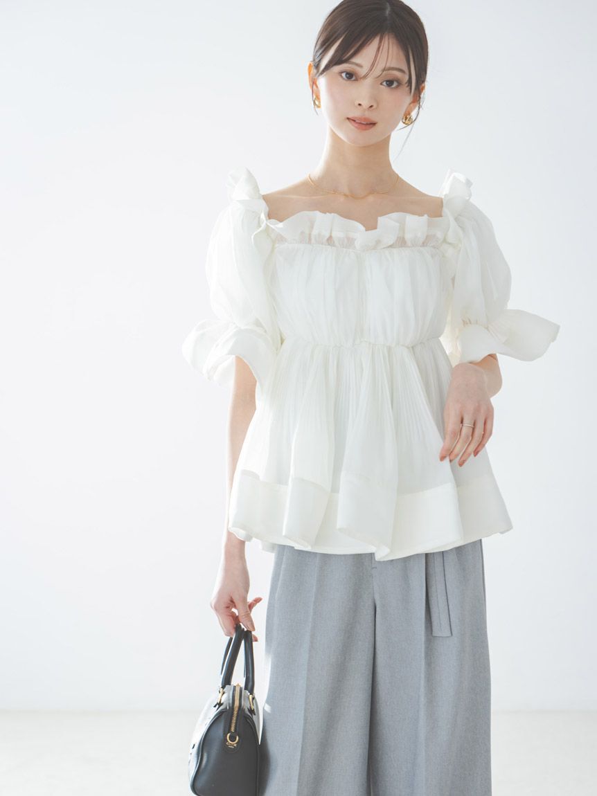 SNIDEL「ボリュームギャザーフリルチュニック」|シャツ・ブラウス|