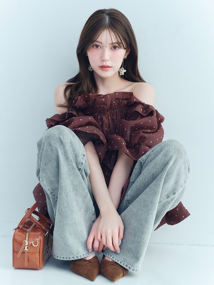 SNIDEL「ボリュームギャザーフリルチュニック」|シャツ・ブラウス|