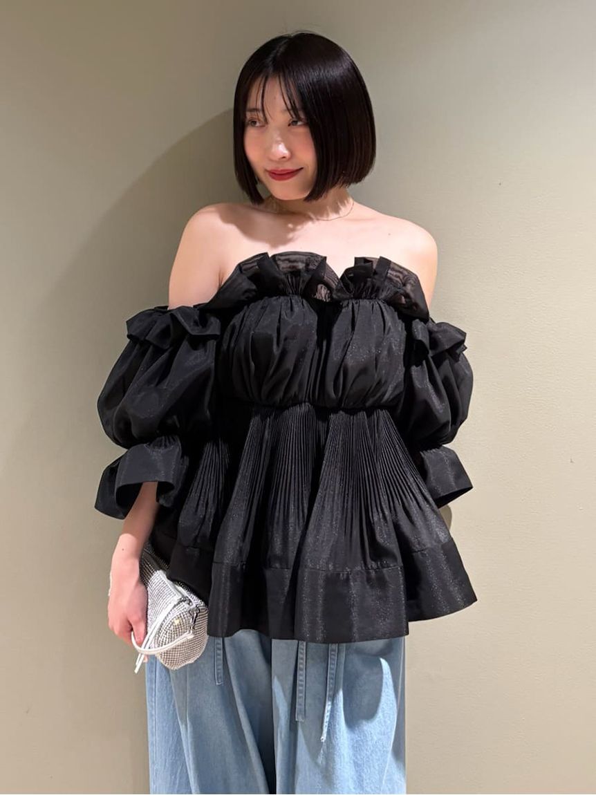 SNIDEL「ボリュームギャザーフリルチュニック」|シャツ・ブラウス|