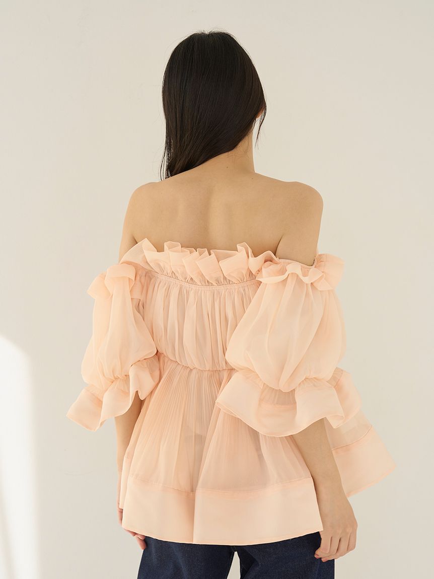 SNIDEL「ボリュームギャザーフリルチュニック」|シャツ・ブラウス|