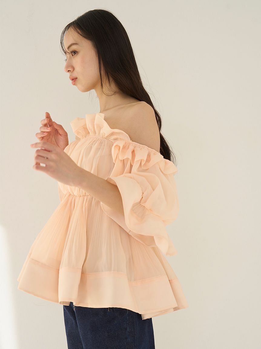 SNIDEL「ボリュームギャザーフリルチュニック」|シャツ・ブラウス|