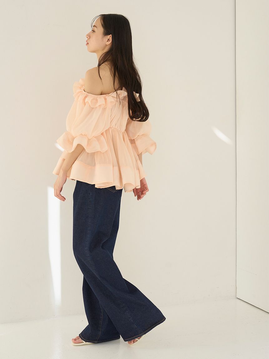 SNIDEL「ボリュームギャザーフリルチュニック」|シャツ・ブラウス|