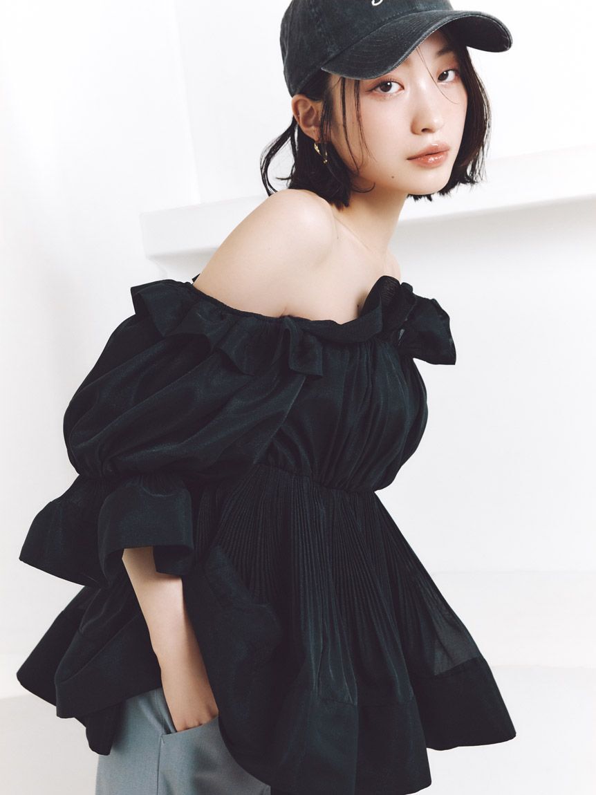 SNIDEL「ボリュームギャザーフリルチュニック」|シャツ・ブラウス|