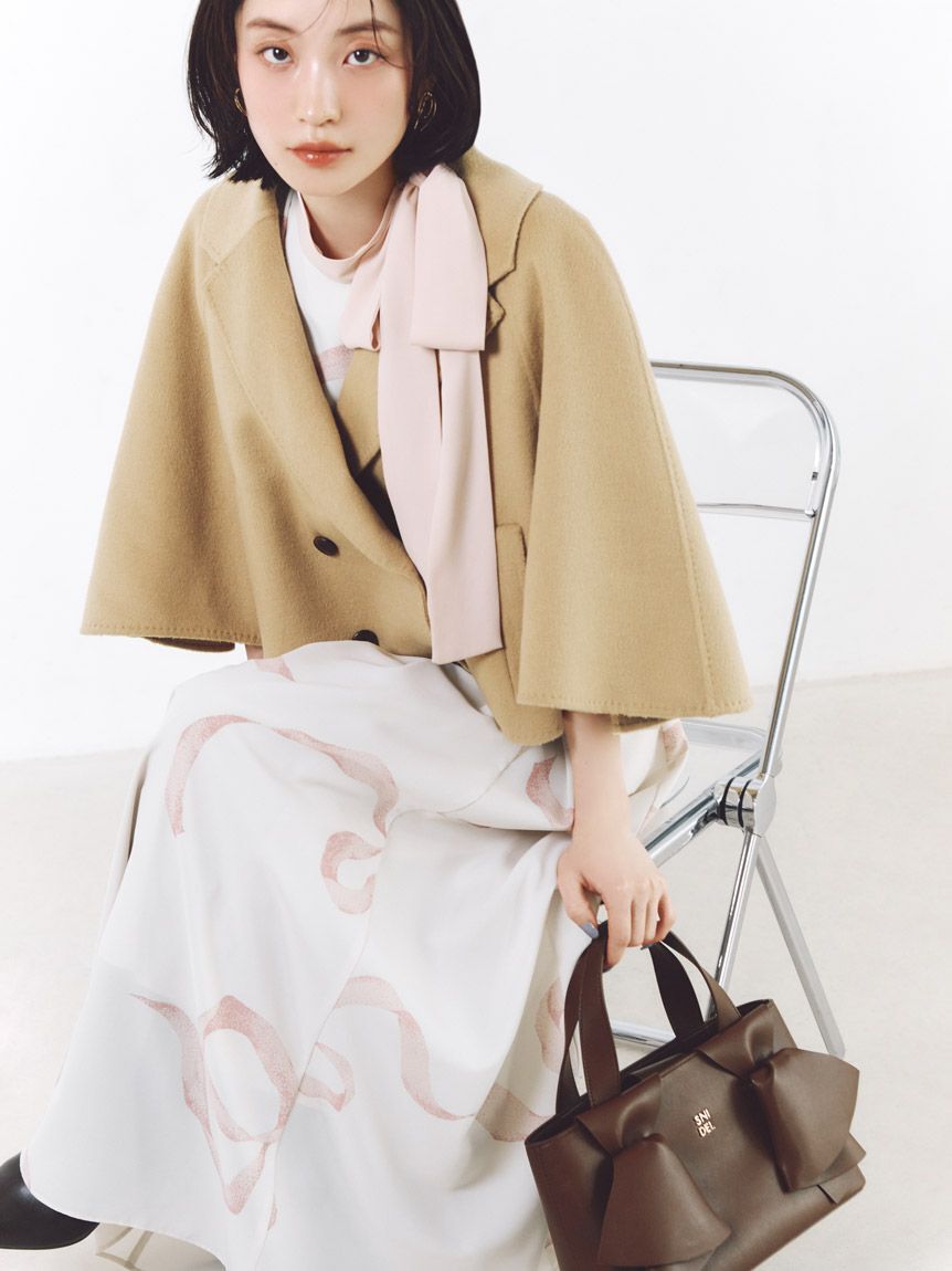 SNIDEL「リバーポンチョショートコート」|ピーコート|BEG