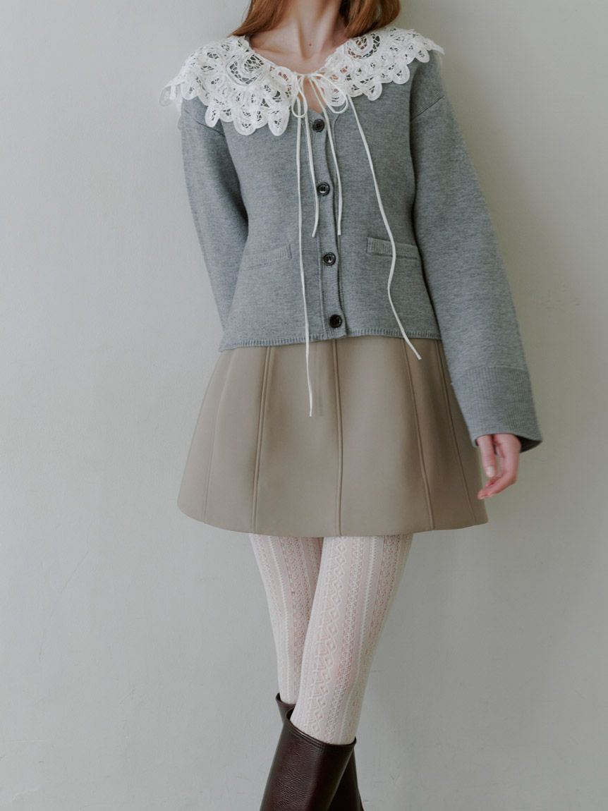 SNIDEL「バテンレースカラーニットカーディガン」|カーディガン|