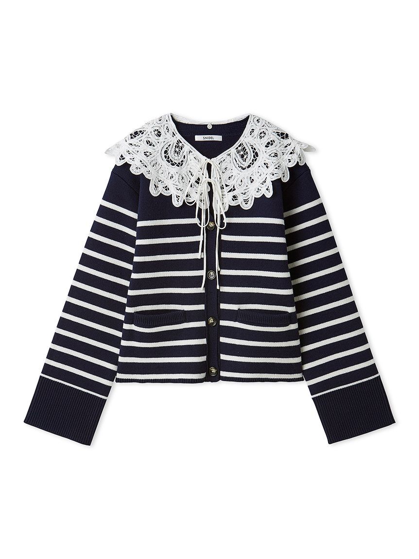 SNIDEL「バテンレースカラーニットカーディガン」|カーディガン|BORDER