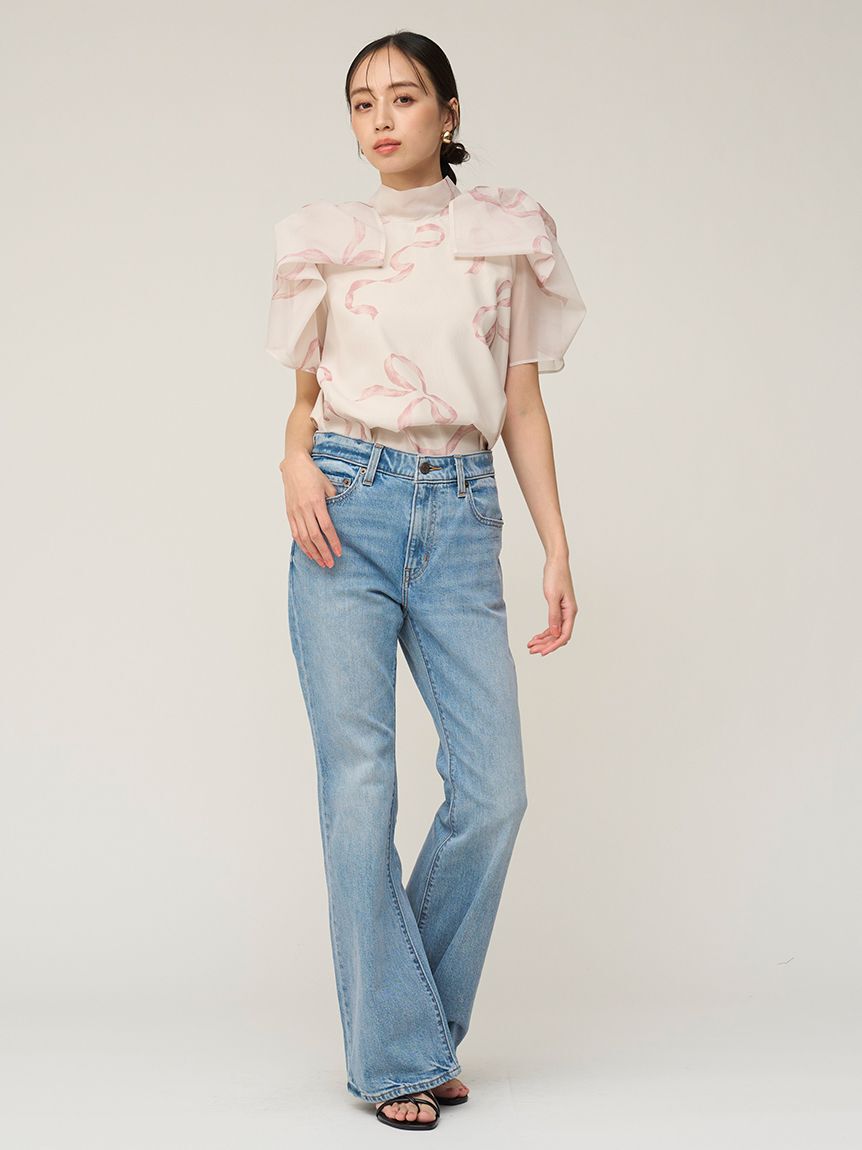 SNIDEL「Sustainableリボンライクオーガンシースルーブラウス」|シャツ・ブラウス|