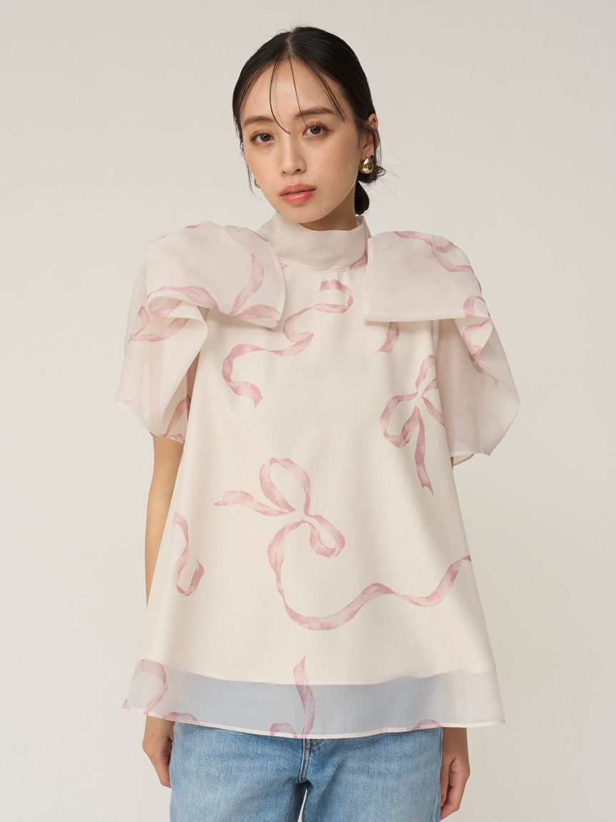 SNIDEL「Sustainableリボンライクオーガンシースルーブラウス」|シャツ・ブラウス|LPNK