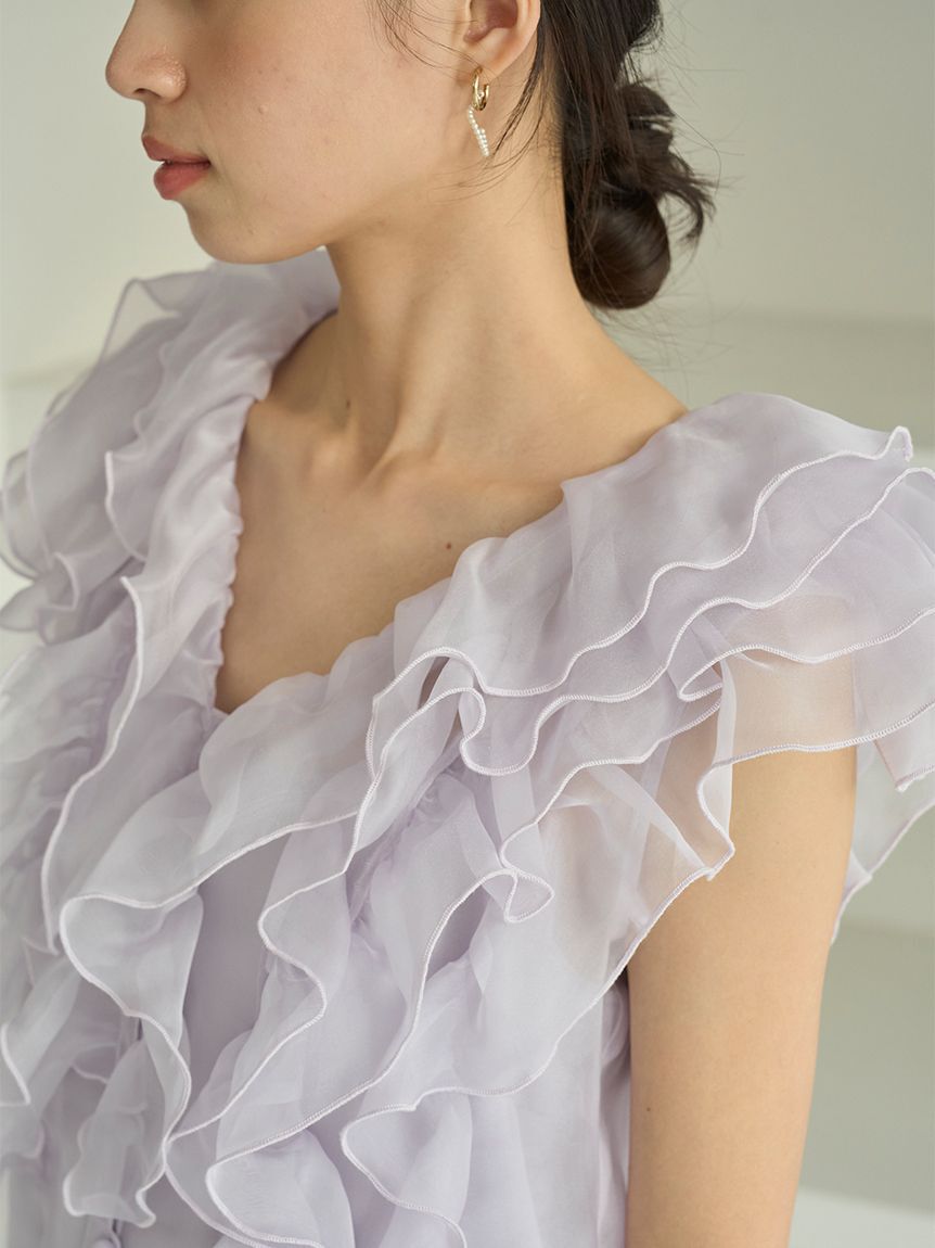 SNIDEL「【WEB限定カラーあり】ノースリフリルブラウス」|シャツ・ブラウス|