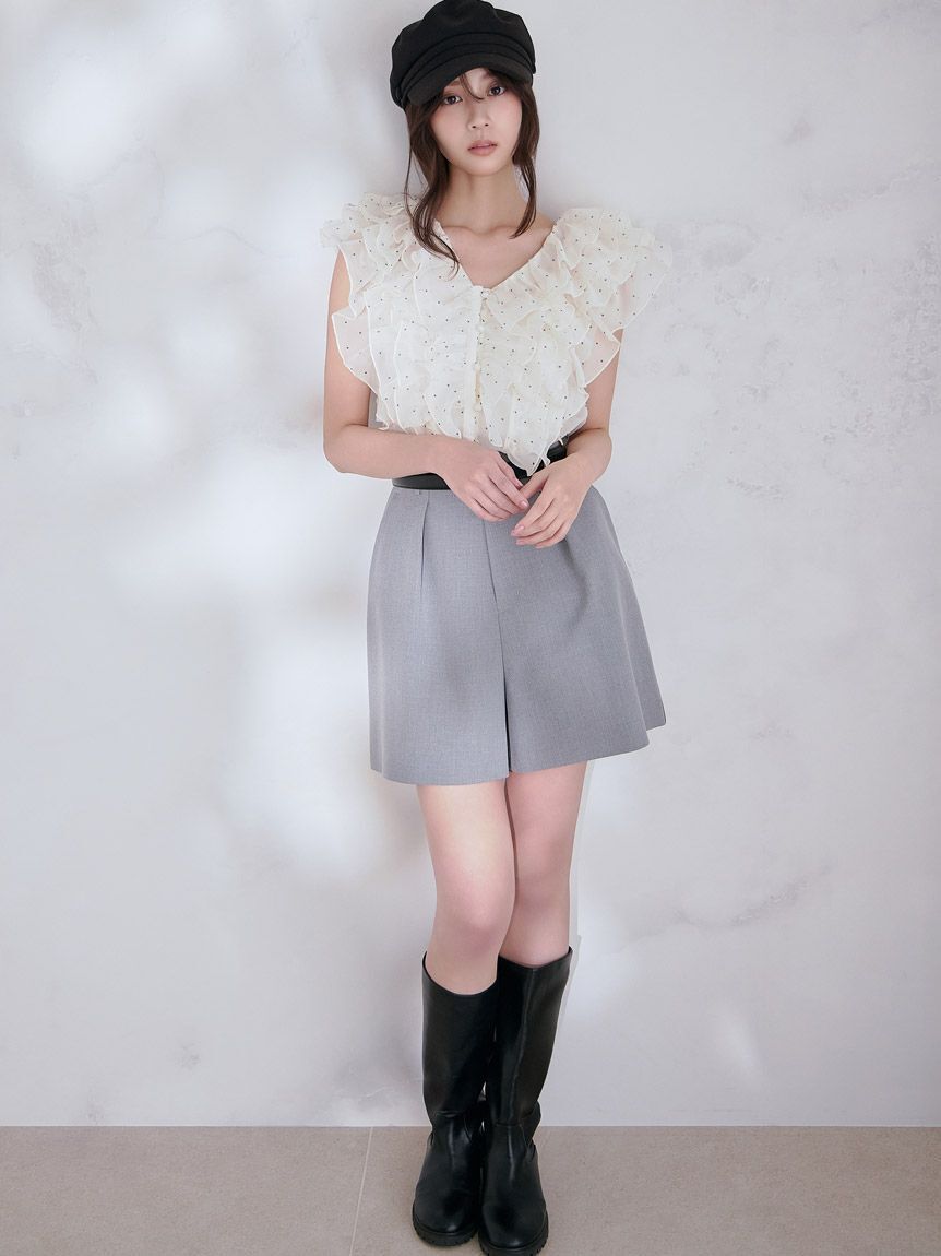 SNIDEL「【WEB限定カラーあり】ノースリフリルブラウス」|シャツ・ブラウス|