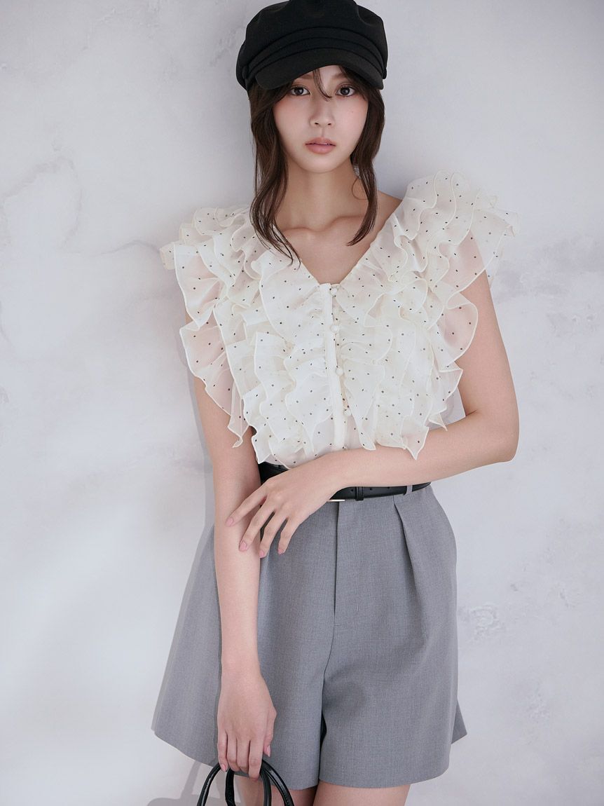 SNIDEL「【WEB限定カラーあり】ノースリフリルブラウス」|シャツ・ブラウス|DOT