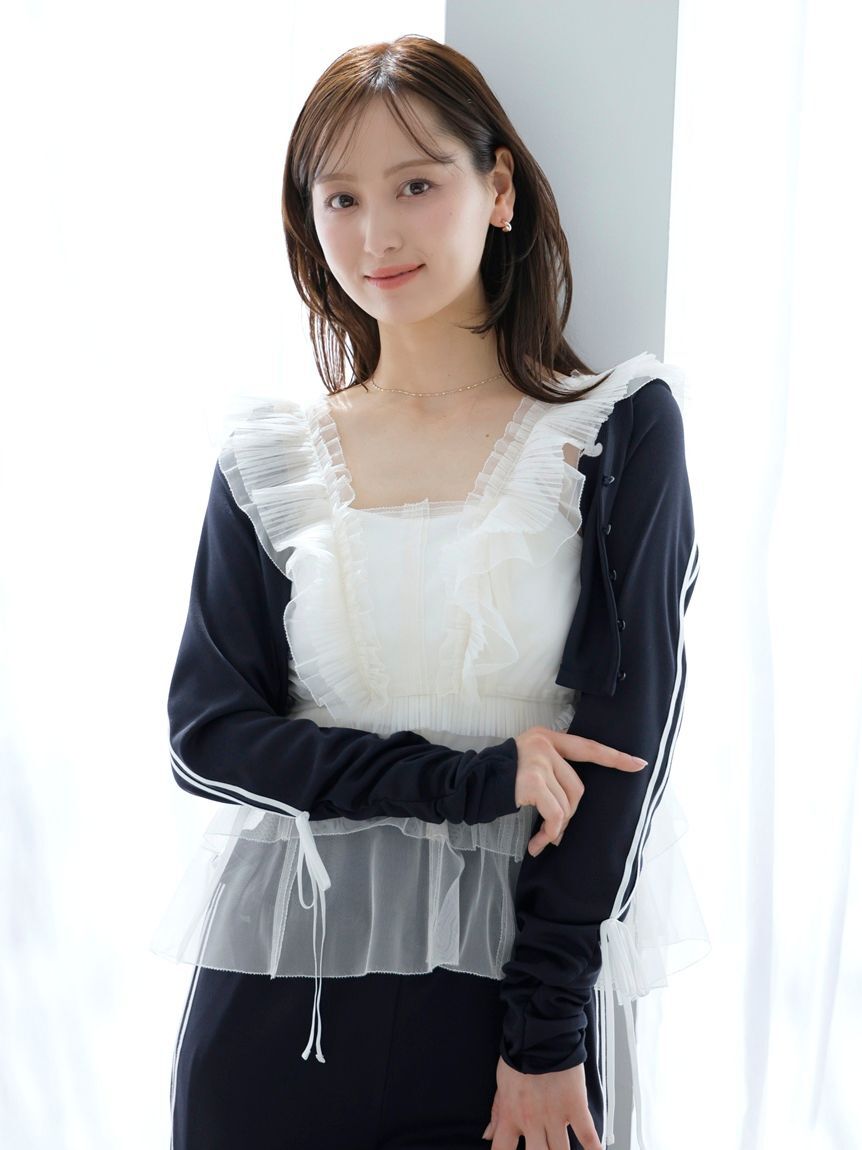 SNIDEL「Sustainableチュールペプラムブラウス」|シャツ・ブラウス|