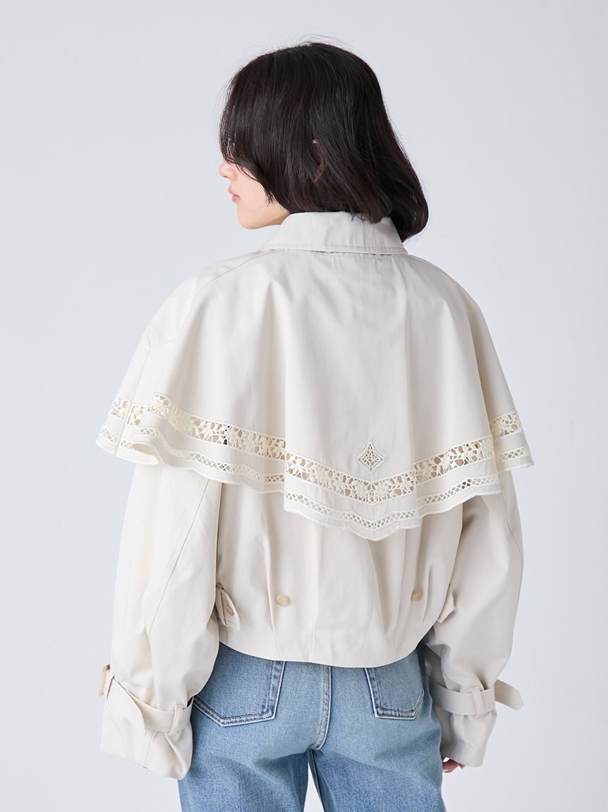 LILY BROWN「2wayエンブロイダリーケープコート」|ピーコート|