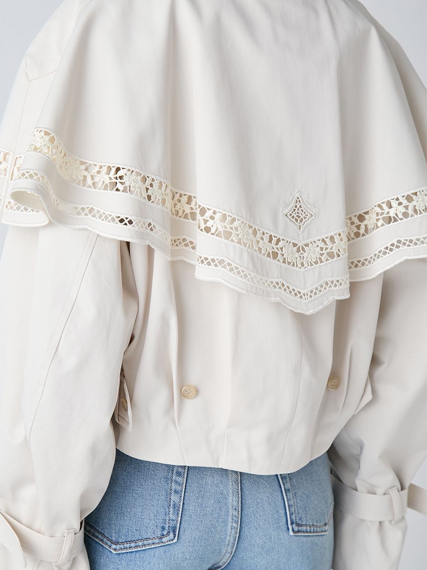 LILY BROWN「2wayエンブロイダリーケープコート」|ピーコート|