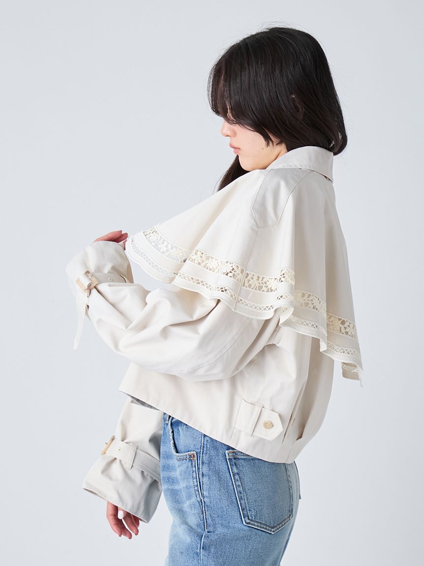 LILY BROWN「2wayエンブロイダリーケープコート」|ピーコート|