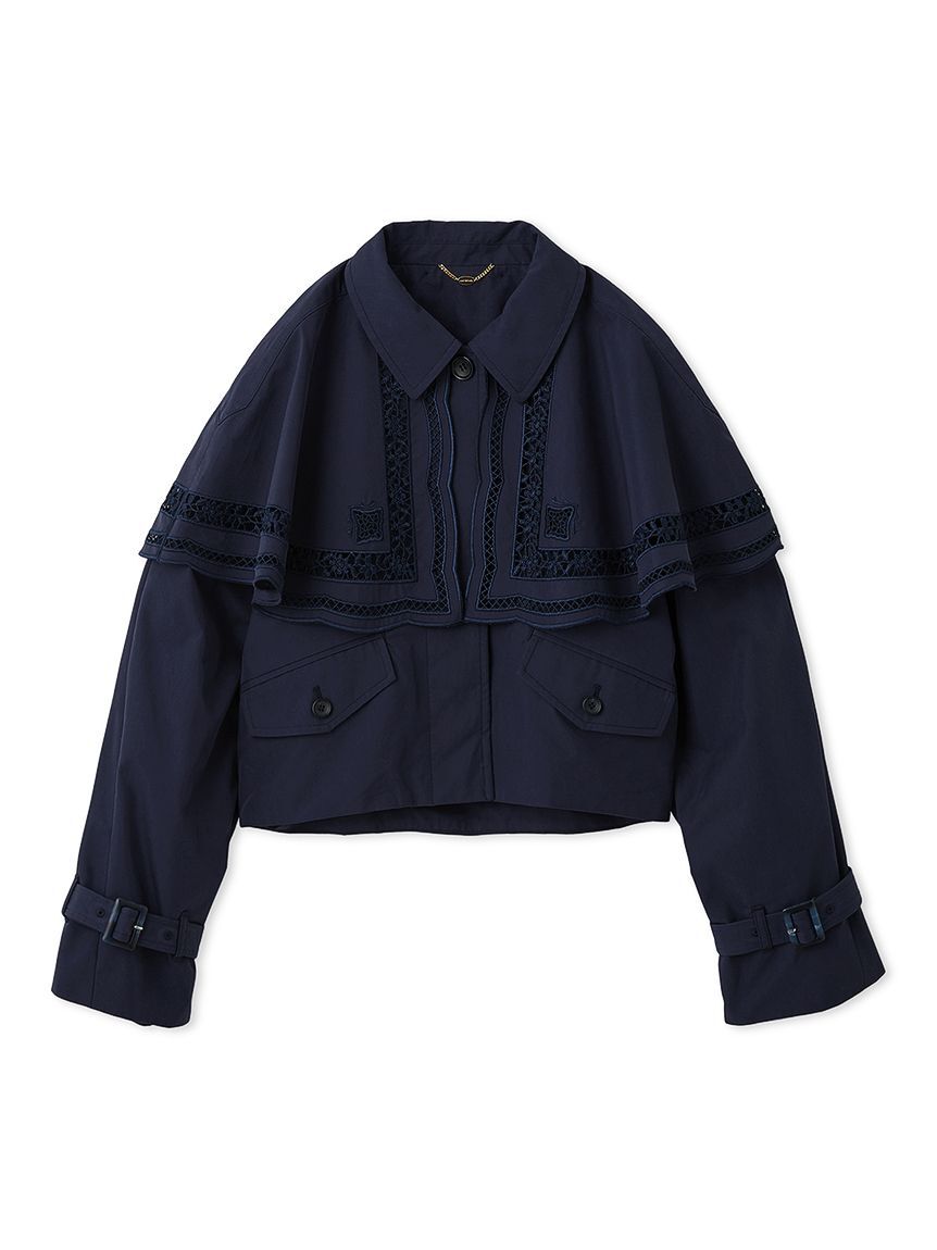 LILY BROWN「2wayエンブロイダリーケープコート」|ピーコート|