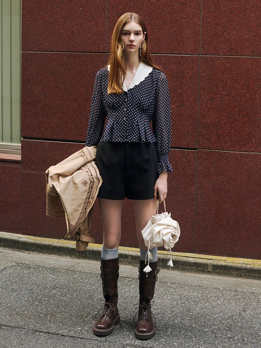 LILY BROWN「2wayエンブロイダリーケープコート」|ピーコート|