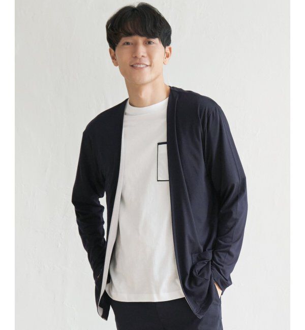 ikka「バイカラーボタンレスカーディガン」|カーディガン|ネイビー