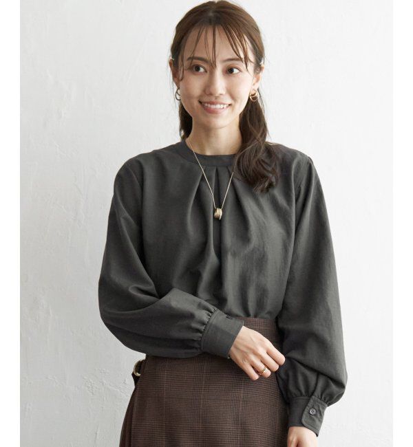 ikka「前後2WAYバンドカラーシャツ」|シャツ・ブラウス|チャコール