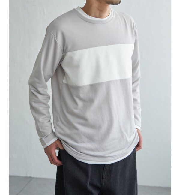 ikka「ミニ裏毛切り替えロンT」|Tシャツ・カットソー|