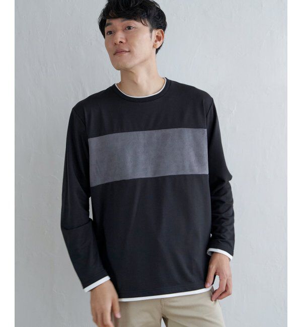 ikka「ミニ裏毛切り替えロンT」|Tシャツ・カットソー|