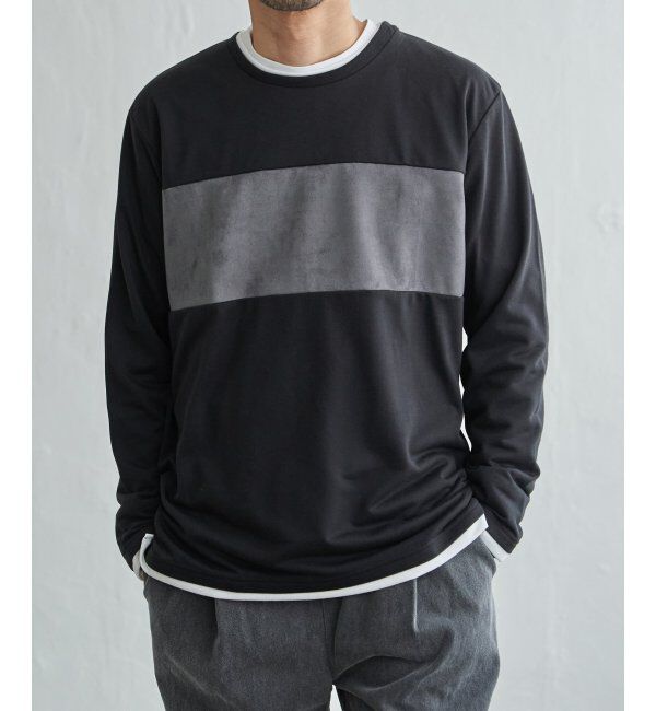 ikka「ミニ裏毛切り替えロンT」|Tシャツ・カットソー|