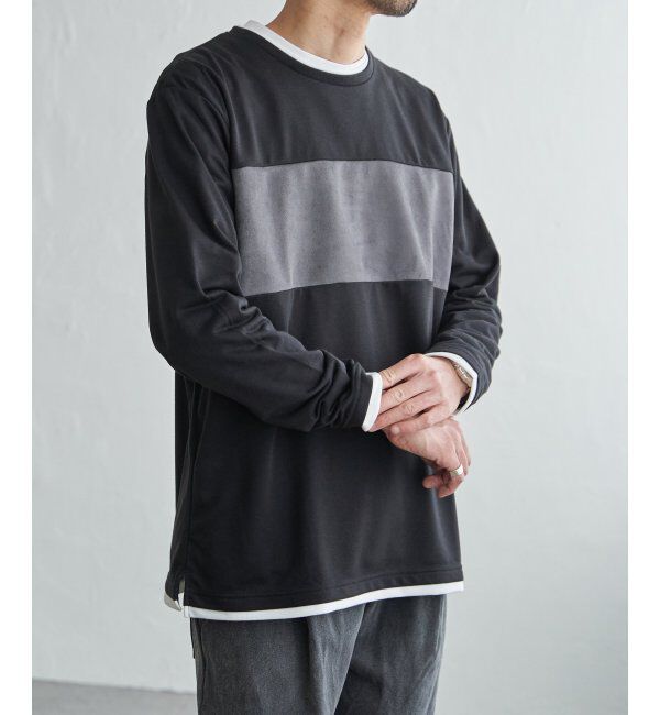 ikka「ミニ裏毛切り替えロンT」|Tシャツ・カットソー|