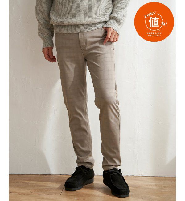 ikka「GOKU楽 EASYSTチェック5Pパンツ」|その他|ベージュ