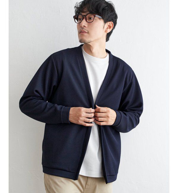 ikka「パイナップルワンボタンカーデ」|カーディガン|ネイビーブルー