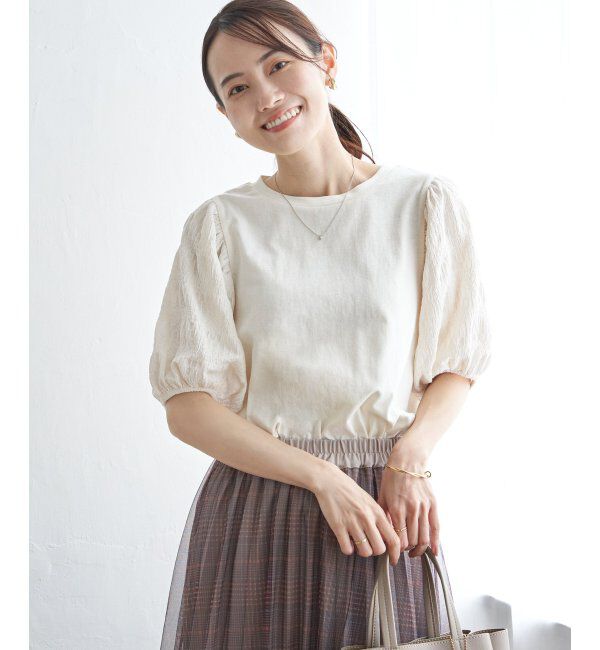 ikka「袖フクレ切替半袖プルオーバー」|その他|