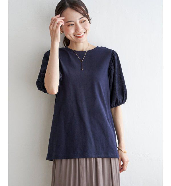 ikka「袖フクレ切替半袖プルオーバー」|その他|